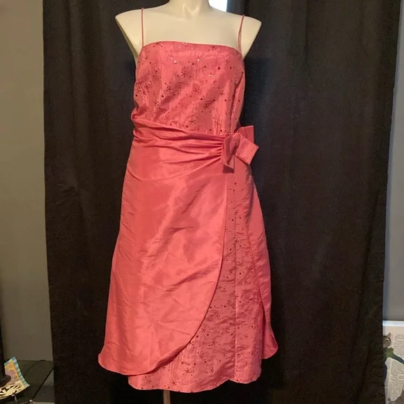 Pink Faux Wrap Spangled Lined Formal Dress W/Crinoline And Liner Size 24w | Color: Pink | Size: 24w | Edsthreads4you's Closet